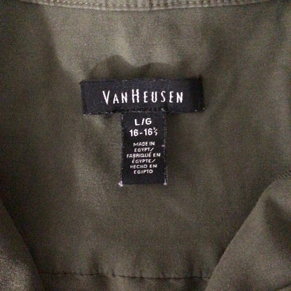 Van Heusen Green Button Down Short Sleeve Shirt - Size Large (16-16 1/2) - Picture 5 of 6